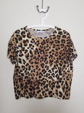 Zara Shirt Short Sleeve Animal Print Size : Medium